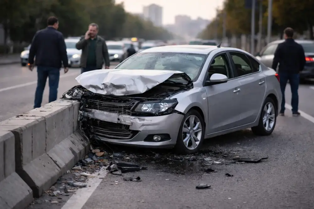 Samuxda avtomobil maneəyə çırpılıb, xəsarət alanlar var