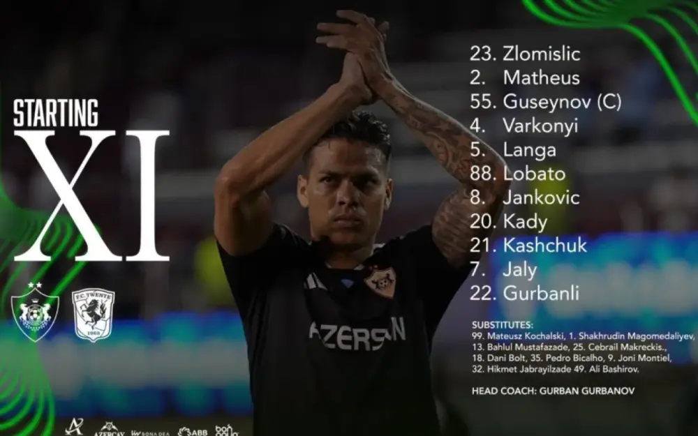 “Qarabağ” və “Tvente”nin start heyətləri açıqlandı