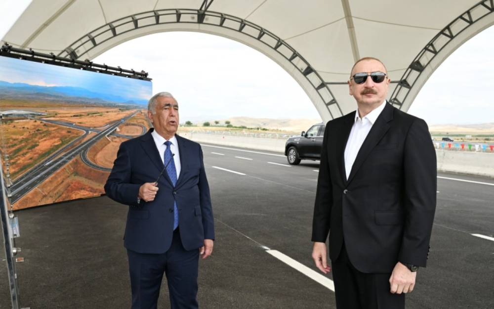 İlham Əliyev Əhmədbəyli-Füzuli-Şuşa yolunun açılışında -