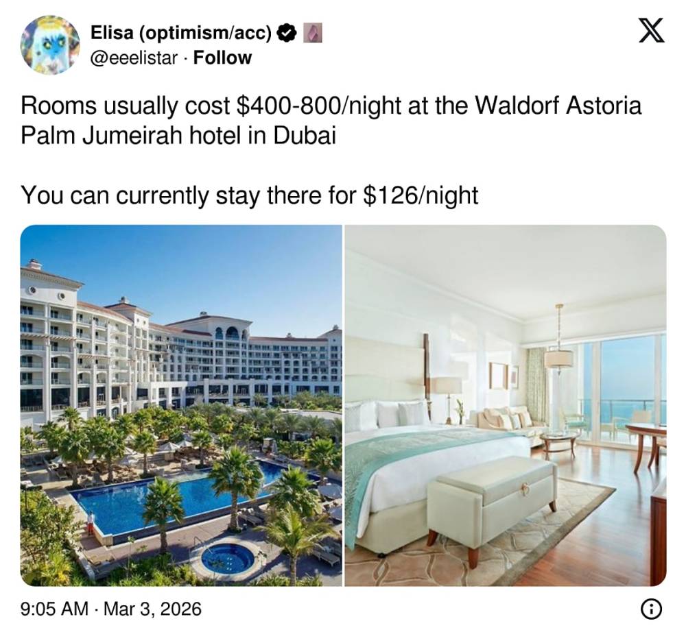 Yaxın Şərqdəki gərginlik Dubayda lüks otellərin qiymətlərini endirib 