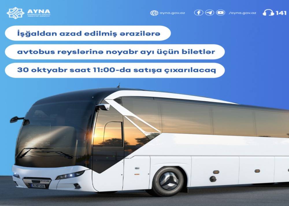 Qarabağa noyabr ayı üçün avtobus biletləri satışa çıxarılır